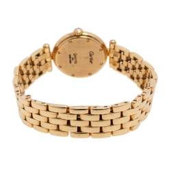 Pre Owned Cartier Cream 18K Yellow Gold Diamonds Panthere Vendome VPC00004 Women's Wristwatch 24 mm