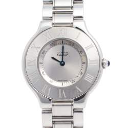Pre Owned Cartier Silver Stainless Steel Must de Cartier 21 1330 Women's Wristwatch 31 mm