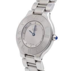 Pre Owned Cartier Silver Stainless Steel Must de Cartier 21 1330 Women's Wristwatch 31 mm