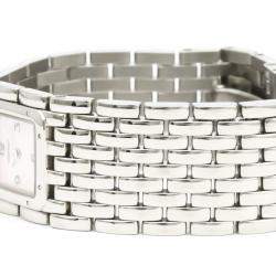 Pre Owned Cartier Pink MOP Stainless Steel Ruban Quartz W61003T9 Women's Wristwatch 21 MM