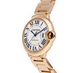 Cartier Silver 18K Rose Gold Ballon Bleu De Cartier W69004Z2 Women's Wristwatch 36 MM