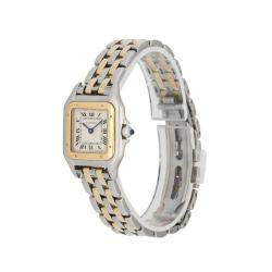 Pre Owned Cartier Silver 18K Yellow Gold And Stainelss Steel Panthere 1120 Women's Wristwatch 22 MM