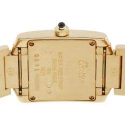 Pre Owned Cartier Silver 18k Yellow Gold Tank Francaise W50002N2 Quartz Women's Wristwatch 20 x 25 MM