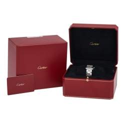 Pre Owned Cartier Silver Stainless Steel Tank Solo W5200013 Women's Wristwatch 24 mm