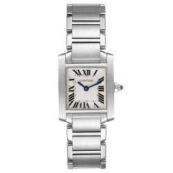 Cartier Silver Stainless Steel Tank Francaise W51008Q3 Quartz Women's Wristwatch 20 MM