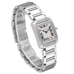Cartier Silver Stainless Steel Tank Francaise W51008Q3 Quartz Women's Wristwatch 20 MM