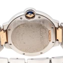 Pre Owned Cartier Silver 18k Rose Gold Stainless Steel Diamond Ballon Bleu WE902078 Women's Wristwatch 36 mm