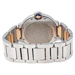 Pre Owned Cartier Silver 18k Rose Gold Stainless Steel Diamond Ballon Bleu WE902078 Women's Wristwatch 36 mm