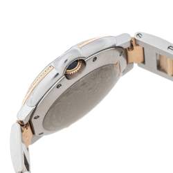 Pre Owned Cartier Silver 18k Rose Gold Stainless Steel Diamond Ballon Bleu WE902078 Women's Wristwatch 36 mm