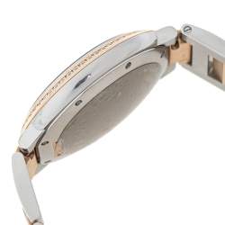 Pre Owned Cartier Silver 18k Rose Gold Stainless Steel Diamond Ballon Bleu WE902078 Women's Wristwatch 36 mm