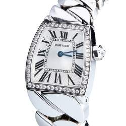 Pre Owned Cartier Silver 18k White Gold Diamonds La Dona De Cartier WE60085G Women's Wristwatch 22 mm