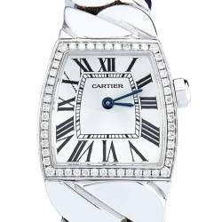 Pre Owned Cartier Silver 18k White Gold Diamonds La Dona De Cartier WE60085G Women's Wristwatch 22 mm