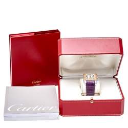 Pre Owned Cartier Silver 18k Rose Gold Stainless Steel Alligator Santos 100 2878 Women's Wristwatch 33 mm