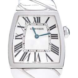 Pre Owned Cartier Silver 18k White Gold La Dona W640050J Women's Wristwatch 28 mm 