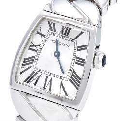 Pre Owned Cartier Silver 18k White Gold La Dona W640050J Women's Wristwatch 28 mm 