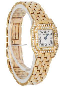 Pre Owned Cartier MOP Diamonds 18K Yellow Gold Panthere Mini 11301 Women's Wristwatch 17 MM