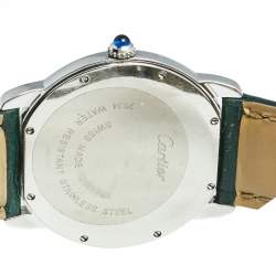 Pre Owned Cartier Silver Stainless Steel Crocodile Ronde Solo 2934 Women's Wristwatch 36 mm
