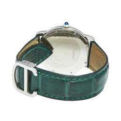 Pre Owned Cartier Silver Stainless Steel Crocodile Ronde Solo 2934 Women's Wristwatch 36 mm