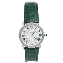 Pre Owned Cartier Silver Stainless Steel Crocodile Ronde Solo 2934 Women's Wristwatch 36 mm