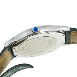 Pre Owned Cartier Silver Stainless Steel Crocodile Ronde Solo 2934 Women's Wristwatch 36 mm
