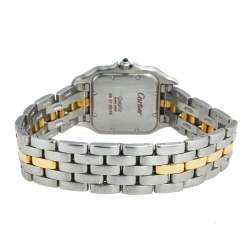 Pre Owned Cartier Cream 18K Yellow Gold And Stainless Steel Panthere Women's Wristwatch 27 mm