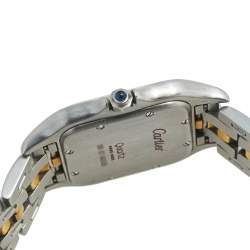 Pre Owned Cartier Cream 18K Yellow Gold And Stainless Steel Panthere Women's Wristwatch 27 mm