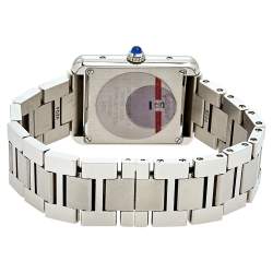 Pre Owned Cartier Silver Stainless Steel Tank Solo W5200013 Women's Wristwatch 24 mm