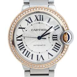 مملوكة مسبقًا Cartier Silver 18k Rose Gold Stainless Steel Diamond Ballon Bleu WE902081 Women's Wristwatch 36 mm