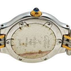 Pre Owned Cartier Cream 18K Yellow Gold and Stainless Steel Must De Cartier 21 125000P Women's Wristwatch 28 mm