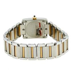 Pre Owned Cartier Silver 18k Yellow Gold Stainless Steel Tank Francaise W51007Q4 Women's Wristwatch 20 mm