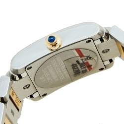 Pre Owned Cartier Silver 18k Yellow Gold Stainless Steel Tank Francaise W51007Q4 Women's Wristwatch 20 mm