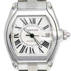 Pre Owned Cartier Silver Stainless Steel Roadster 2510 Men's Wristwatch 38 mm