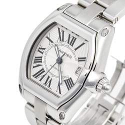 Pre Owned Cartier Silver Stainless Steel Roadster 2510 Men's Wristwatch 38 mm