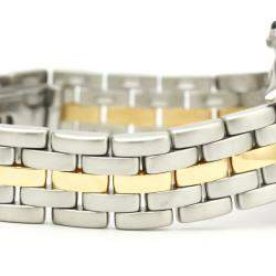 Pre Owned Cartier Silver 18K Yellow Gold Stainless Steel Panthere De Cartier Women's Wristwatch 22MM