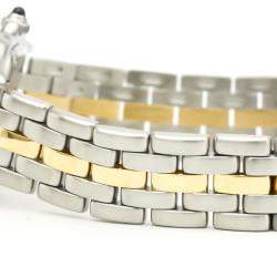 Pre Owned Cartier Silver 18K Yellow Gold Stainless Steel Panthere De Cartier Women's Wristwatch 22MM