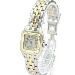 Pre Owned Cartier Silver 18K Yellow Gold Stainless Steel Panthere De Cartier Women's Wristwatch 22MM