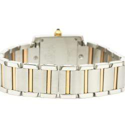 مملوكة مسبقًا Cartier Pink MOP 18K Rose Gold Stainless Steel Tank Francaise W51027Q4 Women's Wristwatch 20MM