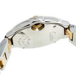 Pre Owned Cartier White 18K Yellow Gold Stainless Steel Ballon Blue W69007Z3 Women's Wristwatch 29 MM