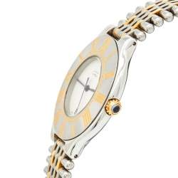 Pre Owned Cartier Cream 18k Yellow Gold Stainless Steel Must 21 De Cartier Women's Wristwatch 34 mm