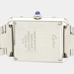 Pre Owned Cartier Silver Stainless Steel Tank Solo SM Quartz W5200013 Women's Wristwatch 24 MM