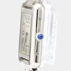 Pre Owned Cartier Silver Stainless Steel Tank Solo SM Quartz W5200013 Women's Wristwatch 24 MM