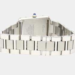 Pre Owned Cartier Silver Stainless Steel Tank Solo SM Quartz W5200013 Women's Wristwatch 24 MM