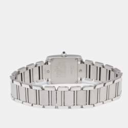 Pre Owned Cartier White Stainless Steel Tank Francaise 2384 Women's Wristwatch 20 mm