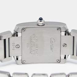 Pre Owned Cartier White Stainless Steel Tank Francaise 2384 Women's Wristwatch 20 mm