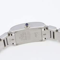 Pre Owned Cartier White Stainless Steel Tank Francaise 2384 Women's Wristwatch 20 mm