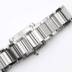 Pre Owned Cartier White Stainless Steel Tank Francaise 2384 Women's Wristwatch 20 mm