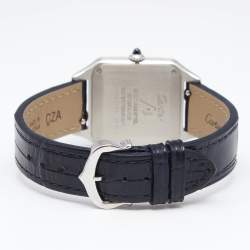 Pre Owned Cartier Silver Stainless Steel Alligator Santos Dumont WSSA0023 Women's Wristwatch 27.5 mm