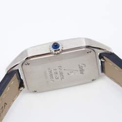Pre Owned Cartier Silver Stainless Steel Alligator Santos Dumont WSSA0023 Women's Wristwatch 27.5 mm
