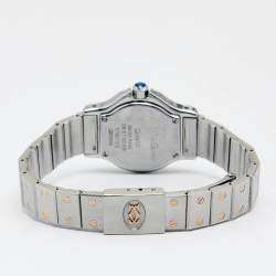 Pre Owned Cartier Cream 18K yellow Gold Stainless Steel Santos de Cartier 187903 Women's Wristwatch 24 mm
