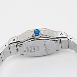 Pre Owned Cartier Cream 18K yellow Gold Stainless Steel Santos de Cartier 187903 Women's Wristwatch 24 mm